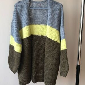 Aerie Blue, Yellow, and Brown Cardigan